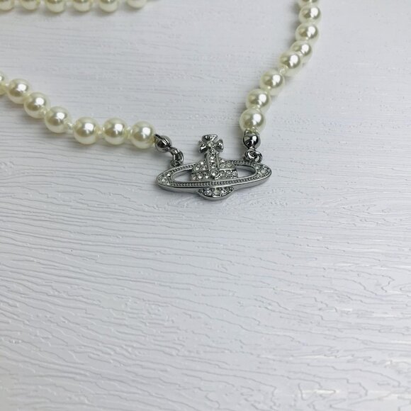 NWT Vivienne westwood Silver Orb Pearl Choker Necklace - Picture 9 of 13